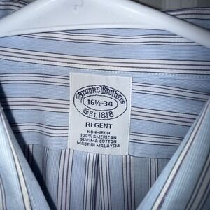 Brooks Brothers 1818 Regent 16.5 34 Blue Stripe Non Iron Dress Shirt